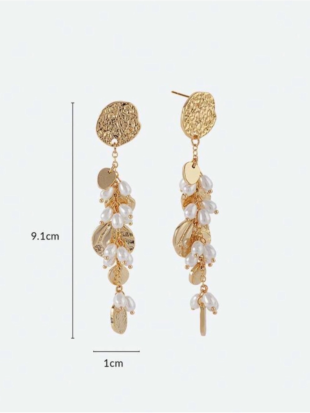 Gold Drop Pearl Cluster Earrings - Women Jewelry - Picture 6 of 7